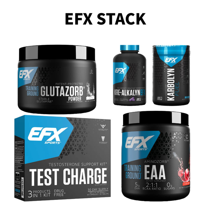 EFX スタック - Karbolyn Fuel / KRE ALKALYN EFX / トレーニンググラウンド EAA / グルタゾールブ / テストチャージキット